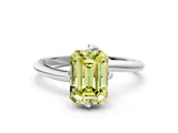 White gold Fancy Yellow Emerald Cut Diamond Solitaire Engagement Ring with Four-Prong Setting and Classic Band_33