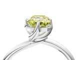 White gold Fancy Yellow Emerald Cut Diamond Solitaire Engagement Ring with Four-Prong Setting and Classic Band_36