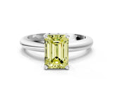 White gold Fancy Yellow Emerald Cut Diamond Solitaire Engagement Ring with Round Band and Four-Prong Setting_162