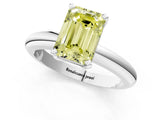 White gold Fancy Yellow Emerald Cut Diamond Solitaire Engagement Ring with Round Band and Four-Prong Setting_163
