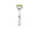 White gold Fancy Yellow Emerald Cut Diamond Solitaire Engagement Ring with Round Band and Four-Prong Setting_164