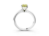 White gold Fancy Yellow Emerald Cut Diamond Solitaire Engagement Ring with Round Band and Four-Prong Setting_165