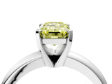 White gold Fancy Yellow Emerald Cut Diamond Solitaire Engagement Ring with Round Band and Four-Prong Setting_166