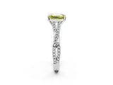 White gold Fancy Yellow Emerald Cut Diamond Solitaire Engagement Ring with Twisted Pavé Band and Four-Prong Setting_95