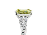 White gold Fancy Yellow Emerald Cut Diamond Solitaire Engagement Ring with Twisted Pavé Band and Four-Prong Setting_98