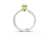 White gold Fancy Yellow Emerald Cut Diamond Solitaire Pavé Engagement Ring with Round Band and Prong Setting_58