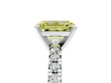White gold Fancy Yellow Emerald Cut Diamond Solitaire Pavé Engagement Ring with Round Band and Prong Setting_60