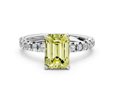 White gold Fancy Yellow Emerald Cut Diamond Solitaire Pavé Engagement Ring with Round Band and Prong Setting_61