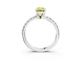White gold Fancy Yellow Emerald Cut Diamond Solitaire Pavé Engagement Ring with Round Band and Prong Setting_64