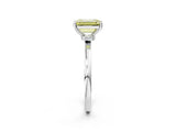 White gold Fancy Yellow Emerald Cut Diamond Solitaire Ring with Classic Band and Four-Prong Setting_2
