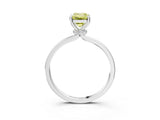 White gold Fancy Yellow Emerald Cut Diamond Solitaire Ring with Classic Band and Four-Prong Setting_3