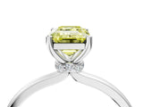 White gold Fancy Yellow Emerald Cut Diamond Solitaire Ring with Classic Band and Four-Prong Setting_4