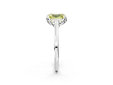 White gold Fancy Yellow Emerald Cut Diamond Solitaire Ring with Flower Prong Setting and Classic Band_14