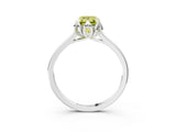 White gold Fancy Yellow Emerald Cut Diamond Solitaire Ring with Flower Prong Setting and Classic Band_15
