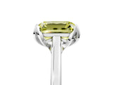 White gold Fancy Yellow Emerald Cut Diamond Solitaire Ring with Flower Prong Setting and Classic Band_17
