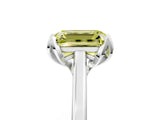 White gold Fancy Yellow Emerald Cut Diamond Solitaire Ring with Flower Prong Setting and Classic Band_54