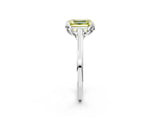 White gold Fancy Yellow Emerald Cut Diamond Solitaire Ring with Flower Prong Setting and Classic Band_76
