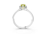 White gold Fancy Yellow Emerald Cut Diamond Solitaire Ring with Flower Prong Setting and Classic Band_77