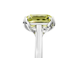 White gold Fancy Yellow Emerald Cut Diamond Solitaire Ring with Flower Prong Setting and Classic Band_79