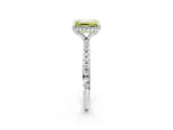 White gold Fancy Yellow Emerald Cut Diamond Solitaire Ring with Four-Prong Setting and Pavé Band_5