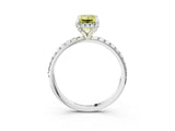 White gold Fancy Yellow Emerald Cut Diamond Solitaire Ring with Four-Prong Setting and Pavé Band_6