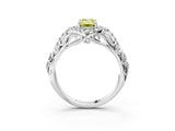 White gold Fancy Yellow Emerald Cut Diamond Solitaire Ring with Hidden Halo and Pavé Band_54