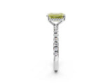 White gold Fancy Yellow Emerald Cut Diamond Solitaire Ring with Pavé Band and Four-Prong Setting_75