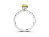 White gold Fancy Yellow Emerald Cut Diamond Solitaire Ring with Pavé Band and Four-Prong Setting_75