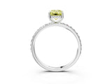 White gold Fancy Yellow Emerald Cut Diamond Solitaire Ring with Pavé Band and Hidden Halo_75