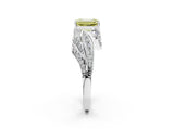 White gold Fancy Yellow Emerald Cut Diamond Solitaire Ring with Prong Setting and Twisted Pavé Band_26