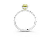 White gold Fancy Yellow Emerald Cut Diamond Solitaire Ring with Round  Pavé Band and Prong Setting_195