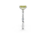White gold Fancy Yellow Emerald Cut Diamond Solitaire Ring with Round  Pavé Band and Prong Setting_197
