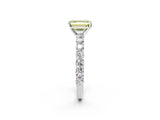 White gold Fancy Yellow Emerald Cut Diamond Solitaire Ring with Shared Prong Pavé Band and Four-Prong Setting_61