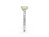 White gold Fancy Yellow Emerald Cut Diamond Solitaire Ring with Shared Prong Pavé Band and Four-Prong Setting_73