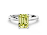 White gold Fancy Yellow Emerald Cut Diamond Solitaire Ring with Six-Prong Setting and Classic Band_290