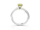 White gold Fancy Yellow Emerald Cut Diamond Solitaire Ring with Six-Prong Setting and Classic Band_293