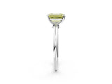 White gold Fancy Yellow Emerald Cut Diamond Solitaire Ring with Six-Prong Setting and Classic Band_293