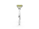 White gold Fancy Yellow Emerald Cut Diamond Solitaire Ring with Six-Prong Setting and Classic Band_299
