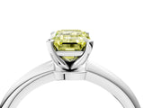 White gold Fancy Yellow Emerald Cut Diamond Solitaire Ring with Six-Prong Setting and Classic Band_300