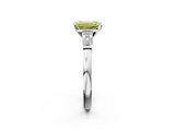 White gold Fancy Yellow Emerald  Cut Diamond Solitaire Ring with Tapered Baguette Accents and Four-Prong Setting_79