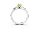 White gold Fancy Yellow Emerald  Cut Diamond Solitaire Ring with Tapered Baguette Accents and Four-Prong Setting_82