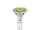 White gold Fancy Yellow Emerald  Cut Diamond Solitaire Ring with Tapered Baguette Accents and Four-Prong Setting_83