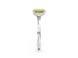 White gold Fancy Yellow Emerald Cut Diamond Solitaire Ring with Thin Band and Prong Setting_26