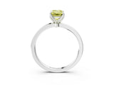 White gold Fancy Yellow Emerald Cut Diamond Solitaire Ring with Thin Band and Prong Setting_27