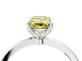 White gold Fancy Yellow Emerald Cut Diamond Solitaire Ring with Thin Band and Prong Setting_28