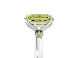 White gold Fancy Yellow Emerald Cut Diamond Solitaire Ring with Thin Band and Prong Setting_29