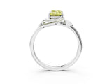 White gold Fancy Yellow Emerald Cut Diamond Solitaire Ring with Twist Band and Four-Prong Setting_125