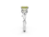 White gold Fancy Yellow Emerald Cut Diamond Solitaire Ring with Twisted Band and Prong Setting_304