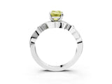 White gold Fancy Yellow Emerald Cut Diamond Solitaire Ring with Twisted Band and Prong Setting_305