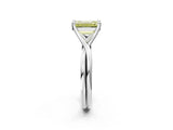 White gold Fancy Yellow Emerald Cut Diamond Solitaire Twist Band Prong Setting Ring_81